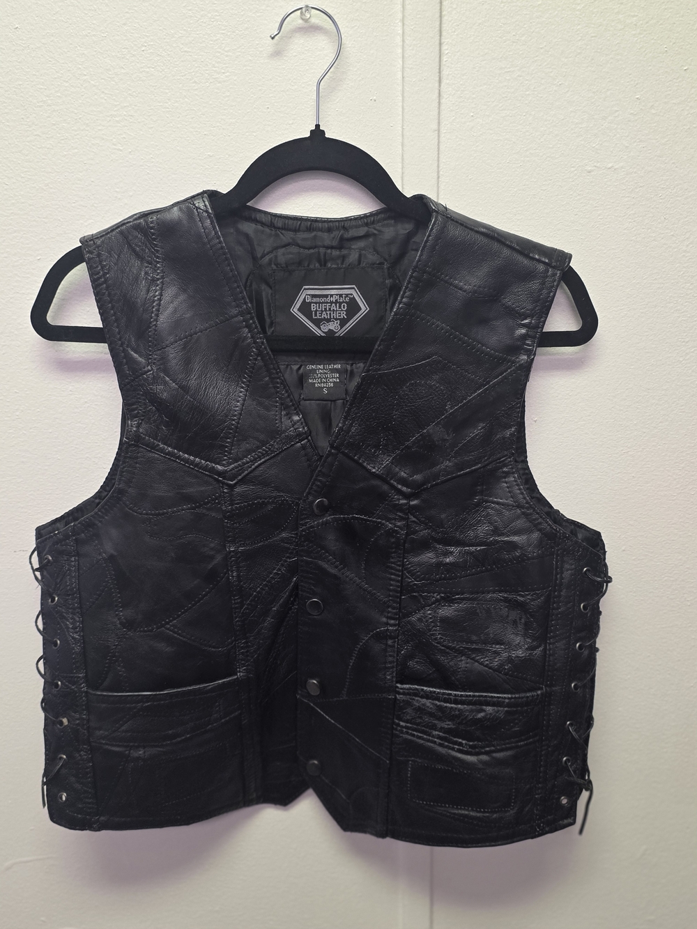 Womens leather jacket Vest label